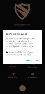 Giving Blokada VPN permission